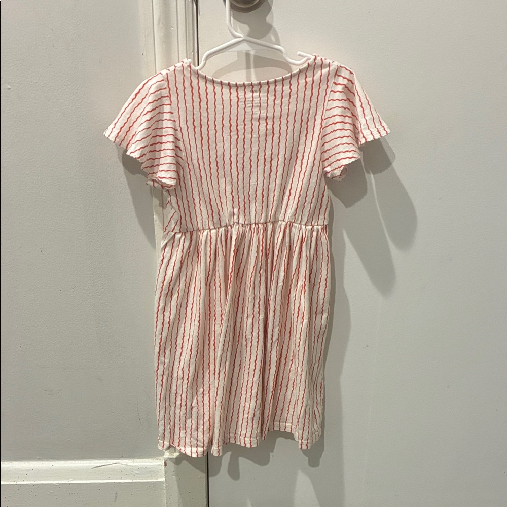 H&M Girls Red & White Striped Dress Size 5/6 - Picture 2 of 4